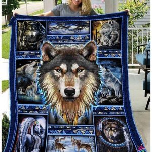 Gift For Wolf Lover Proud Native Wolf Blanket Premium Blanket and Quilt Blanket HG