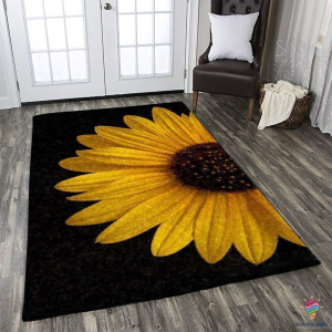 Gift For Hippie Sunflower Hope Flower Hippie Black Background Rug CH